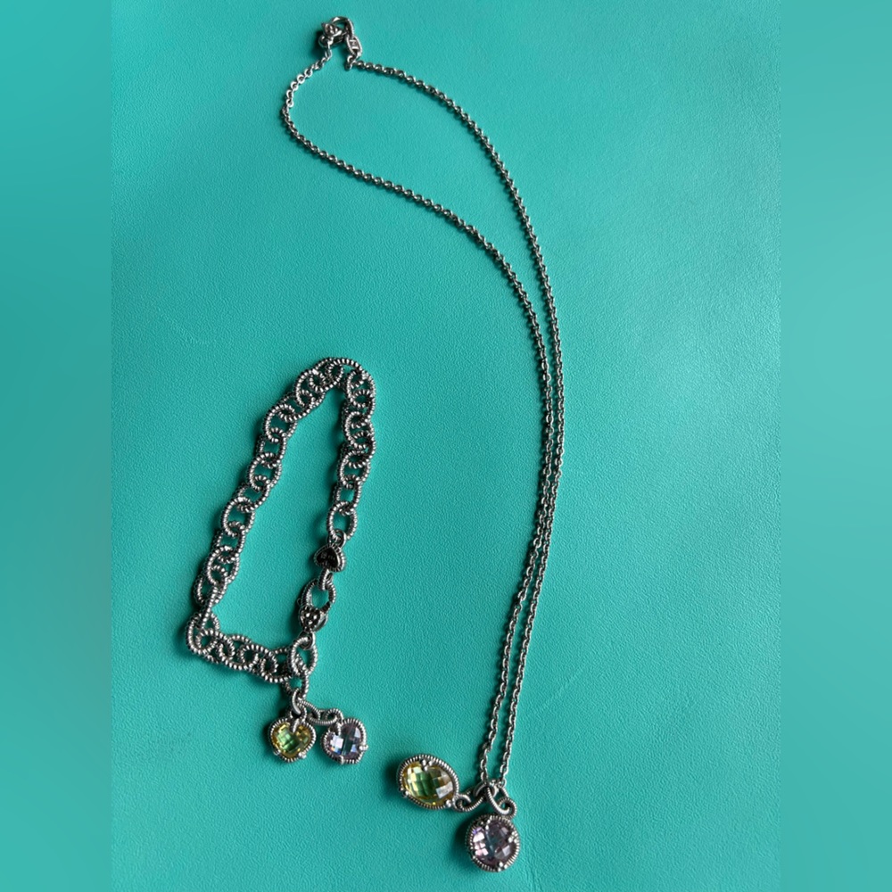 Judith Ripka necklace and bracelet set sterling silver